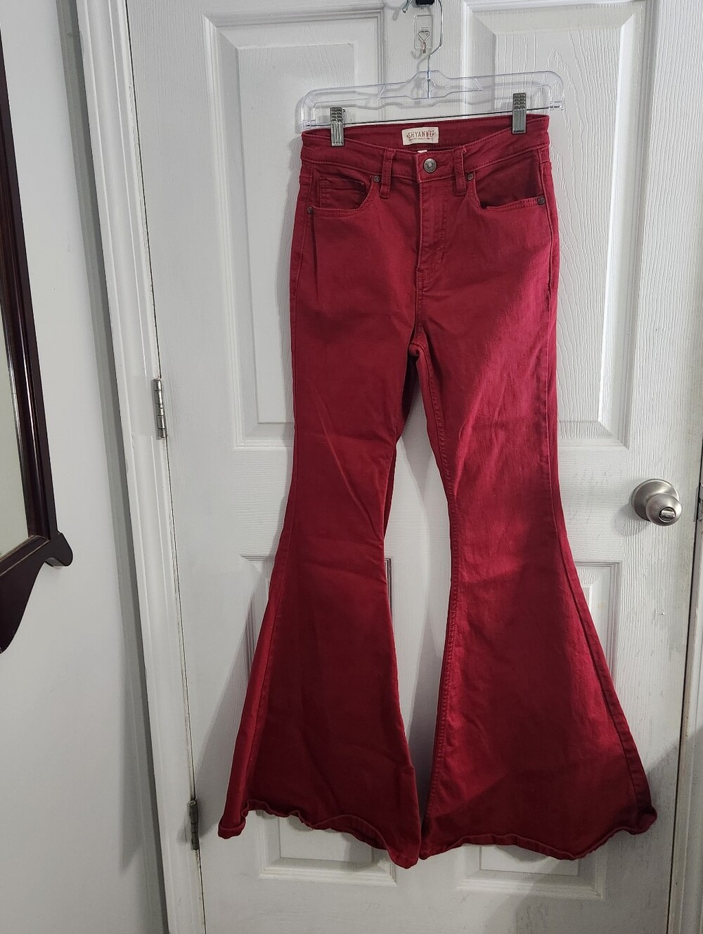 Shyanne red denim high waisted bell bottoms size 28 western cowgirl Y2K disco